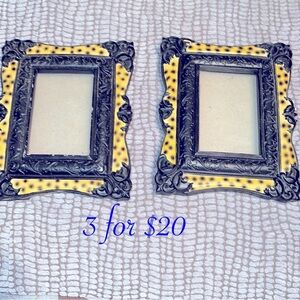 Pair vintage ornate black/leopard picture frames. 8x10 displays 4x6 3itemsfor$20